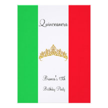 Quinceanera 15th Mexico Gold Tiara Invitation