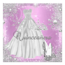 Quinceanera 15th Pink Silver Birthday Party invitations