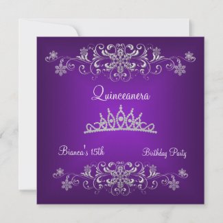 Quinceanera 15th Purple Black Diamond Tiara zazzle_invitation
