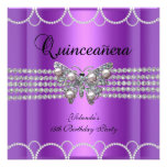Quinceanera 15th Purple Butterfly Pearl Lace Announcement