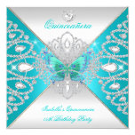 Quinceanera 15th Teal Silver Butterfly Tiara 2 Card