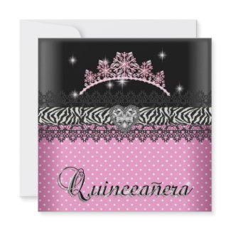 Quinceanera Birthday Leopard Pink Black White invitation Quinceanera Birthday Leopard Pink Black White invitation
