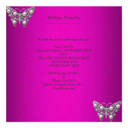 Quinceañera Birthday Party Pink White Butterfly Invitation