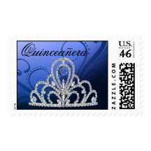 Quinceanera Birthday Princess Tiara blue Postage