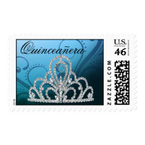 Quinceanera Birthday Princess Tiara Postage blue
