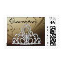 Quinceanera Birthday Princess Tiara Postage taupe