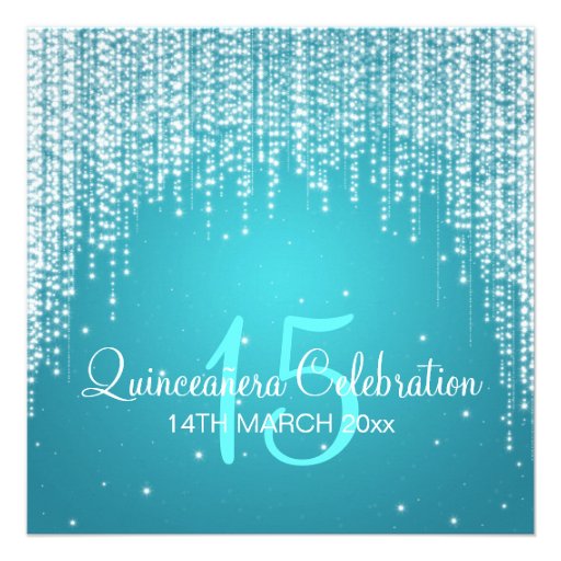 Quinceañera Celebration Party Night Dazzle Blue Announcement