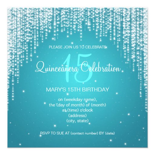 Quinceañera Celebration Party Night Dazzle Blue Announcement