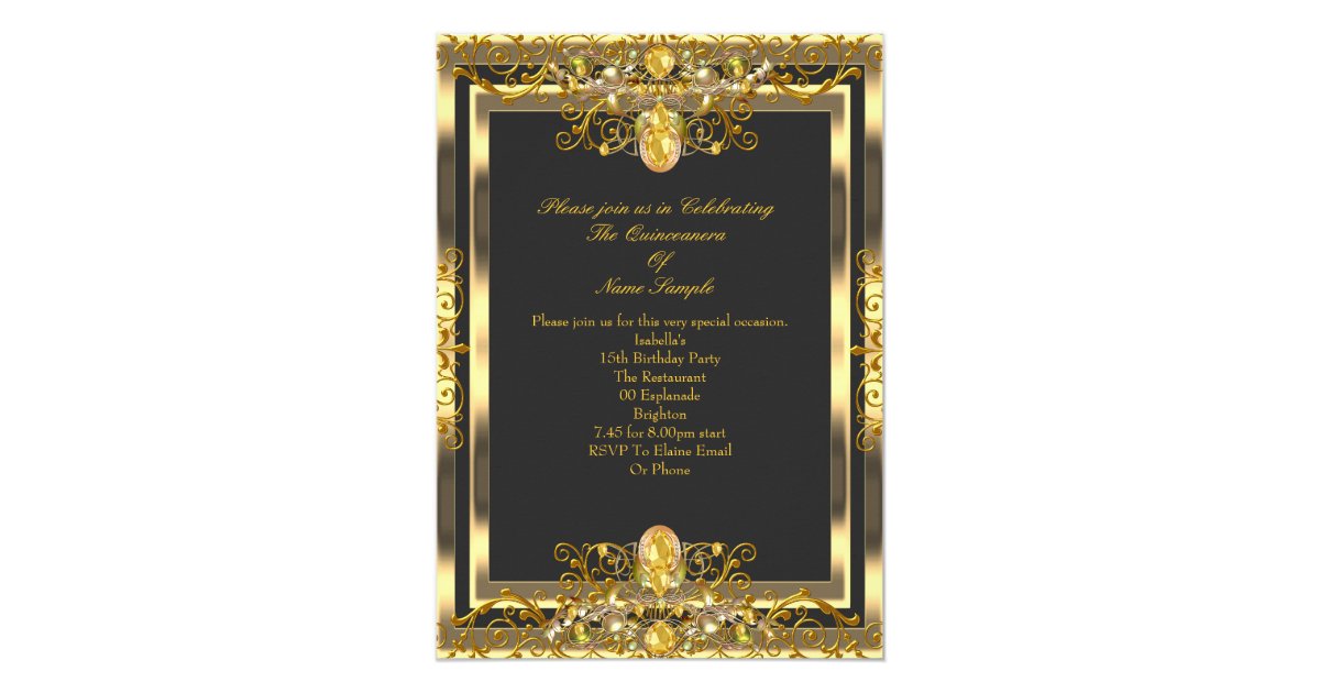 quinceanera black and gold