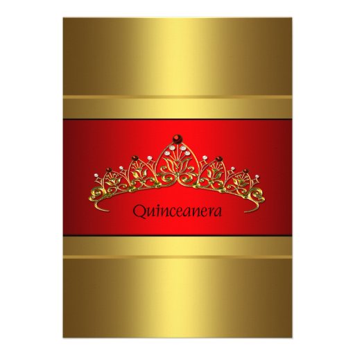 Quinceanera Gold Tiara 15th Birthday Invitation
