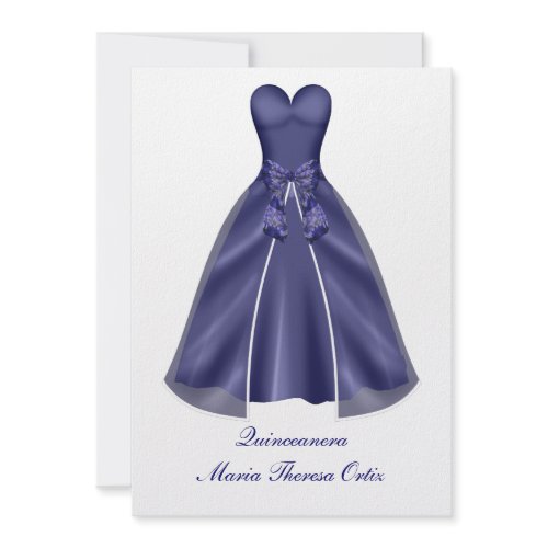 Quinceanera Invitations Elegant Blue Gown Invite