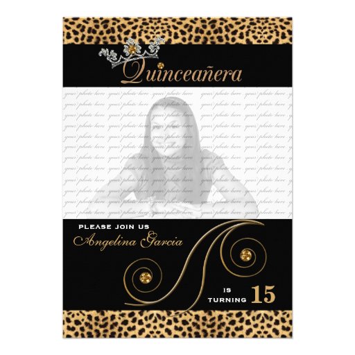 Quinceanera Invitation in Cheetah Print