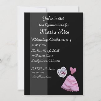 Quinceanera Invitation - PInk Dress with Heart invitation