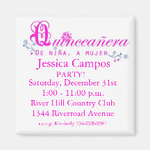 Quinceañera Invite Magnets