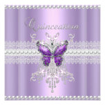Quinceanera Lilac Pink Pearl Lace Butterfly Personalized Invitation