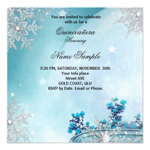 Quinceanera Masquerade Magical Princess Blue Personalized Invites