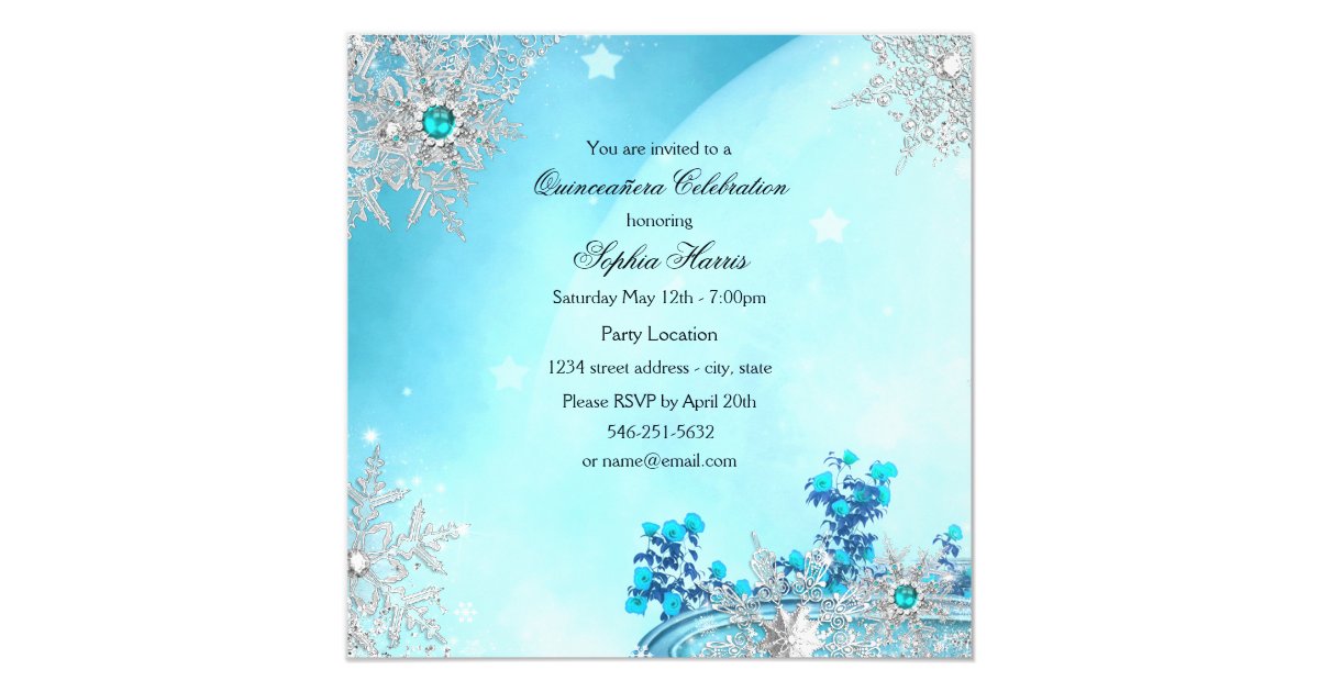 Quinceanera Masquerade Magical Princess Blue Teal Card Zazzle