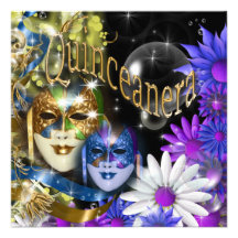 Quinceanera masquerade mask PERSONALIZE Invitations