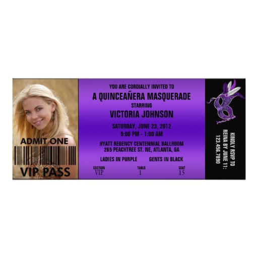 Quinceañera Masquerade VIP Admission Ticket Announcement