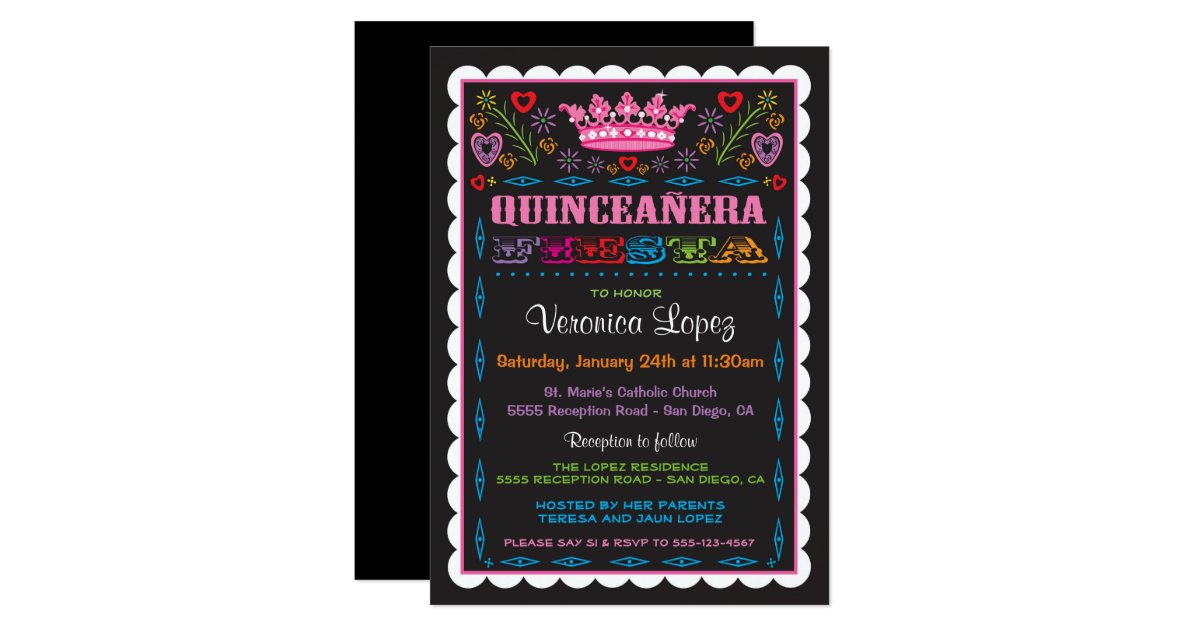 Quinceañera Papel Picado Fiesta Invitation Zazzle 5519