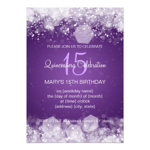 Quinceañera Party Sparkling Night Purple Invitation