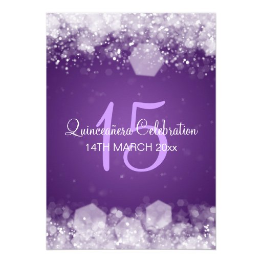 Quinceañera Party Sparkling Night Purple Invitation