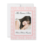 Quinceanera Pink Damask Soft Pink and White Personalized Invitations