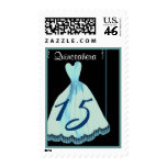 QUINCEANERA - QUINCE Birthday Aqua Blue Gown postage