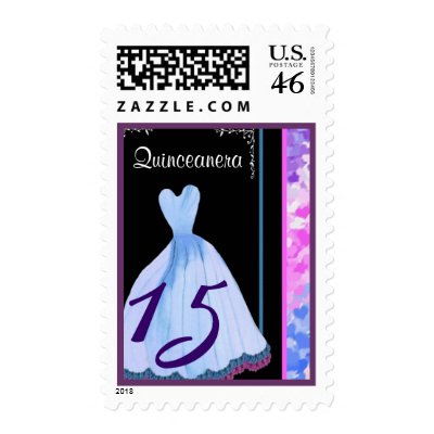 Quinceanera -quince Birthday Blue Gown Postage