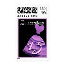QUINCEANERA - QUINCE Birthday Purple Gown Postage Stamps