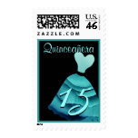 QUINCEANERA - QUINCE Birthday Turquoise Blue Gown postage