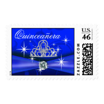 Quinceanera Regal Bling Tiara royal blue Stamps