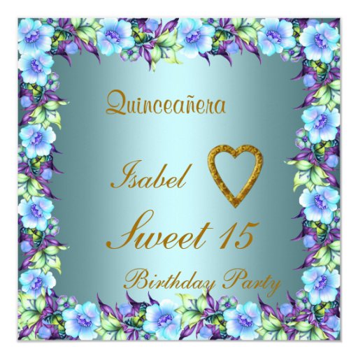 quinceanera sweet 15 birthday invitation teal zazzle 15 birthday invitations