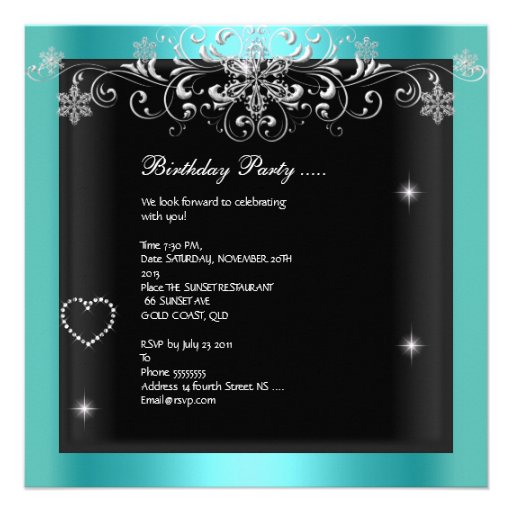 Quinceanera Teal Blue Glitter Tiara Eiffel Tower Invite