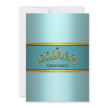 Quinceanera Teal Tiara 15th Birthday Party Custom Invitation