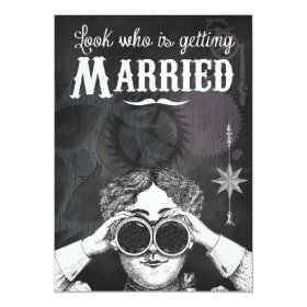 Quirky Chalkboard Steampunk Wedding Invitations 5