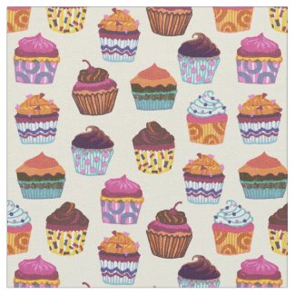 Quirky Colorful Cupcakes Fabric