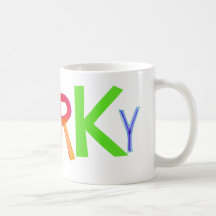 Quirky odd unusual unique fun colorful art word coffee mug