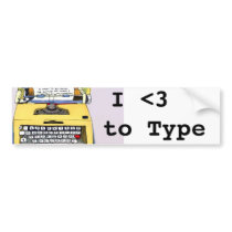 Quirky Yellow Typewriter bumper stickers