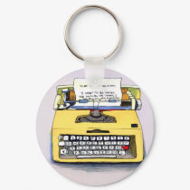 Quirky Yellow Typewriter keychains