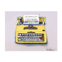 Quirky Yellow Typewriter postcards