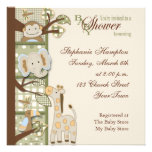 Quited Monkey Baby Shower Invitation