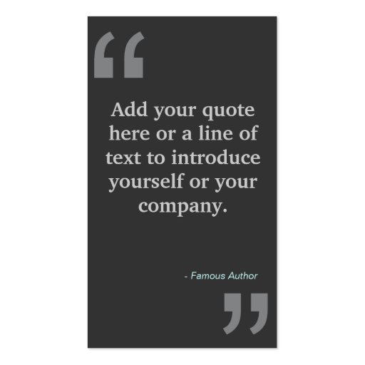 QUOTES in GRAY Designer Business Card (front side)