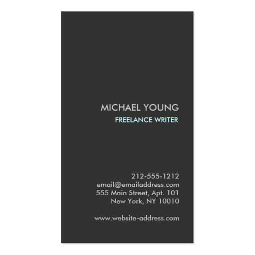 QUOTES in GRAY Designer Business Card (back side)