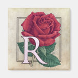 R for Rose Flower Monogram Fridge Magnets