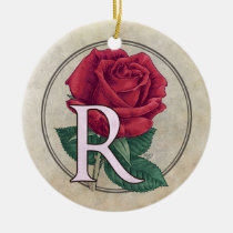 R for Rose Flower Monogram ornaments