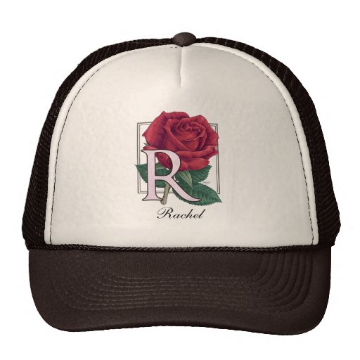 R for Rose Flower Monogram Trucker Hats