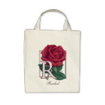 R for Roses Flower Monogram Tote Bag