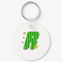 R green monogram keychains