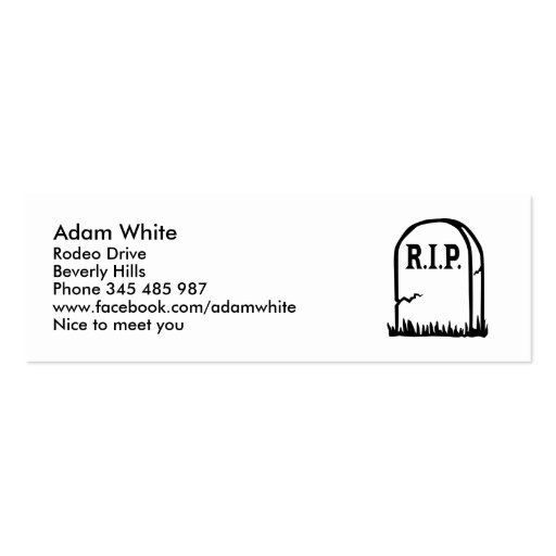 R.I.P. - Gravestone Business Cards (front side)